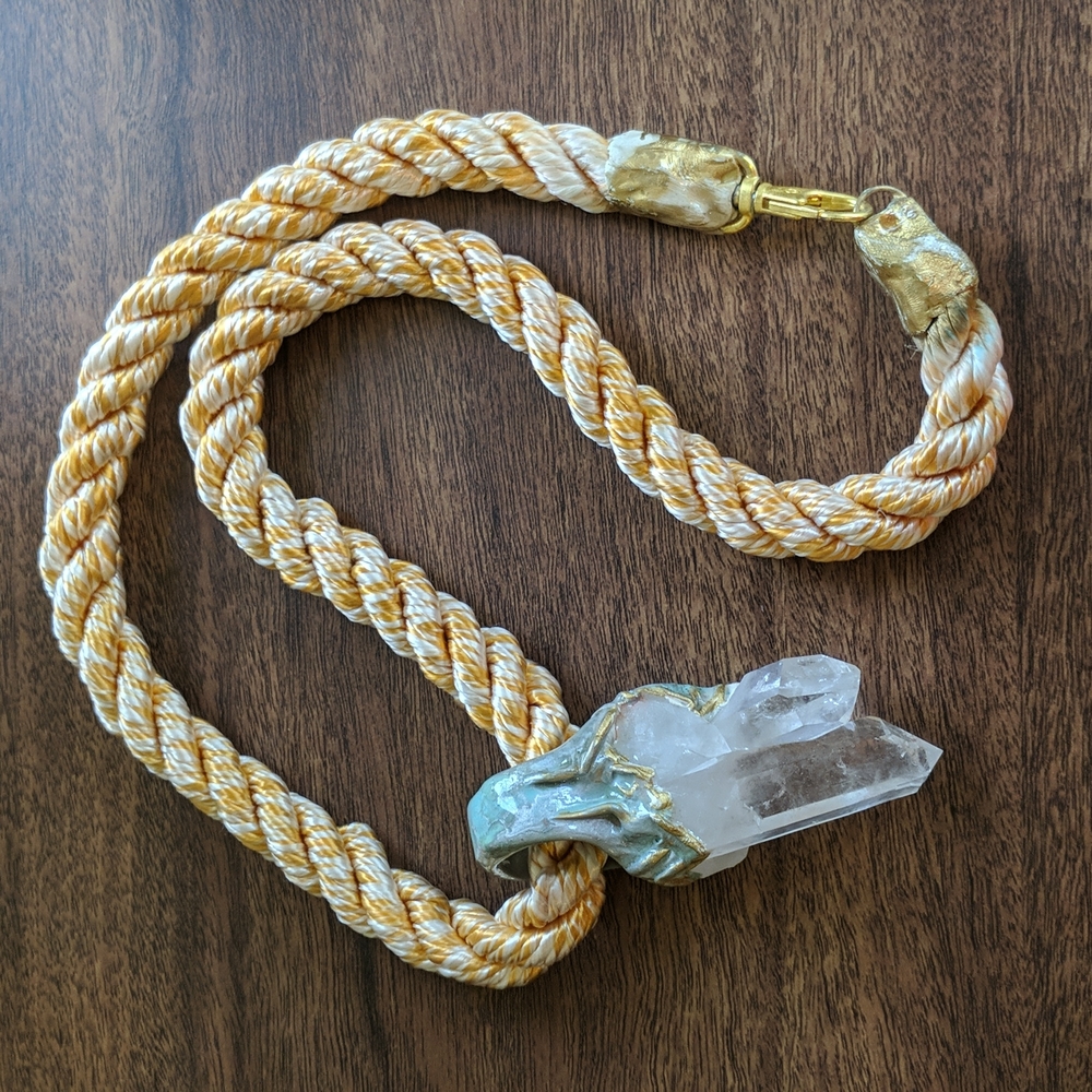 Adina Mills - Quartz Cluster on Peach Rope